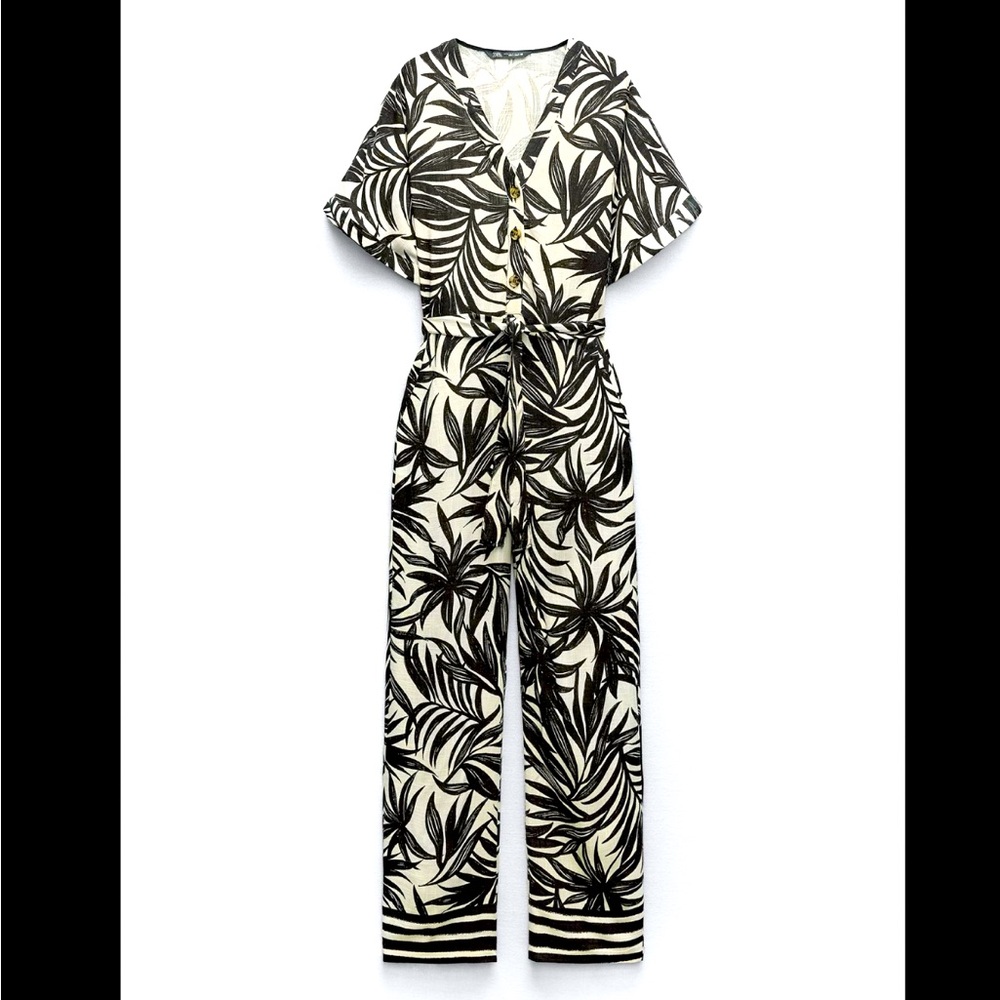 PRINTED BELTED JUMPSUIT